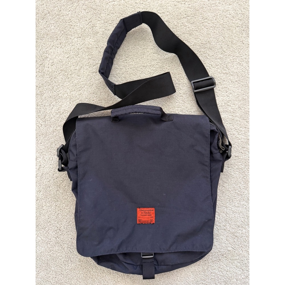 Vintage Abercrombie & Fitch Black Canvas Messenger Bag Crossbody Bag